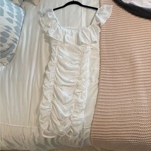 American Threads White Ruffled Dress